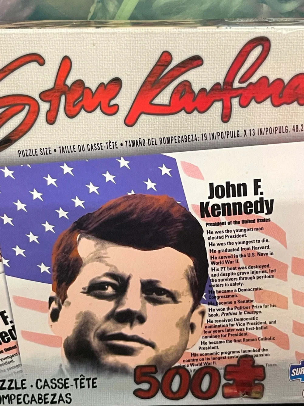 Sure-Lox Steve Kaufman John F. Kennedy 500pc Interlocking Cardboard Art 01185